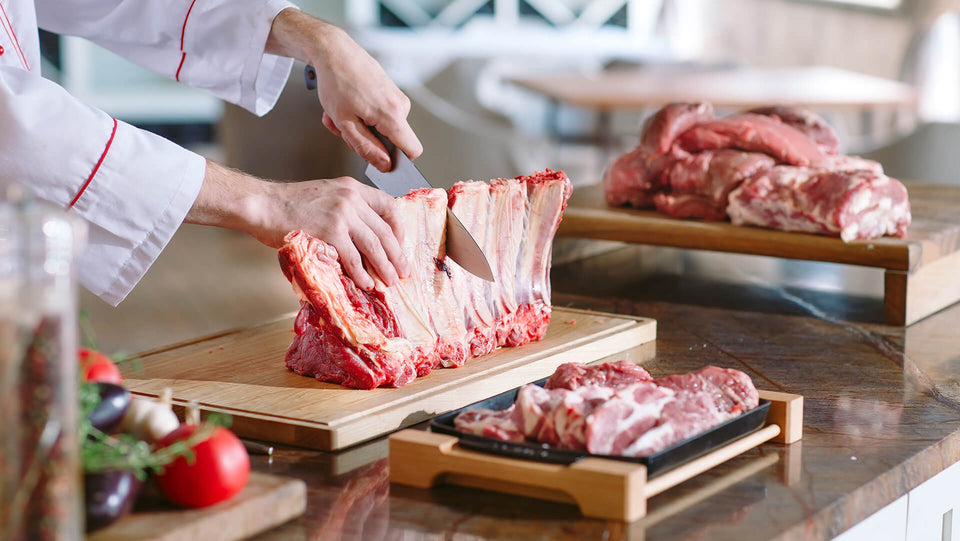 Cutting meat by knife